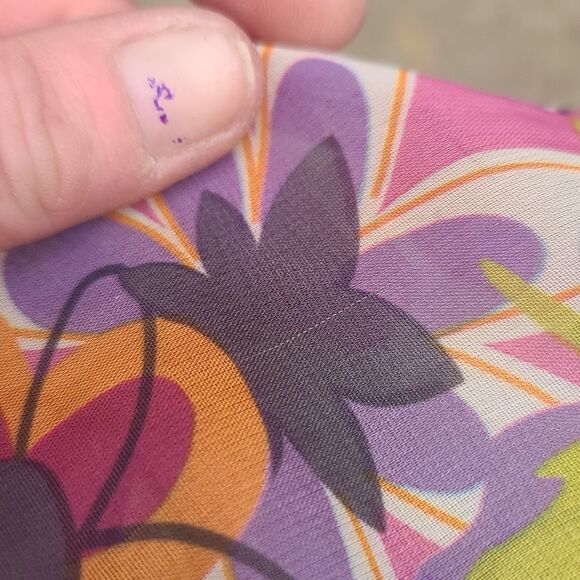 Pink 70's Floral Print Semi Sheer Scarf - Picture 6 of 8